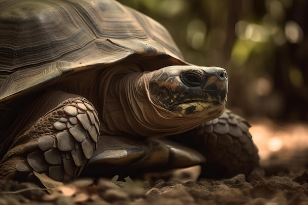 Alte Galapagos-Schildkröte, die die verzauberten Inseln durchstreift