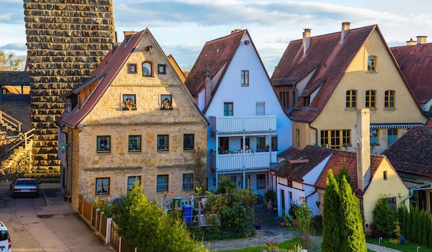 Alte Häuser in Rothenburg ob der Tauber, malerische mittelalterliche Stadt in Deutschland, berühmtes UNESCO-Weltkulturerbe, beliebtes Reiseziel