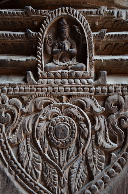 Alte Holzarchitektur antike Kunst aus Holz geschnitzt in der Stadt Basantapur Katmandu in Kathmandu Nepal