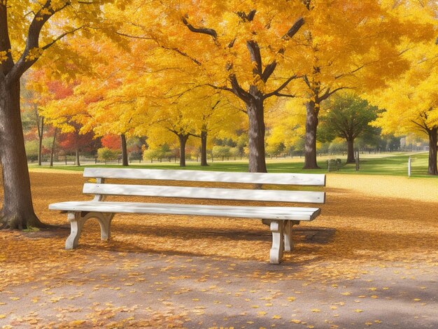 Alte Holzbank im Herbstpark unter Farbe