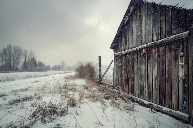 Alte Holzplatte einer rustikalen Scheune an einem bewölkten Wintermorgen Fragment eins