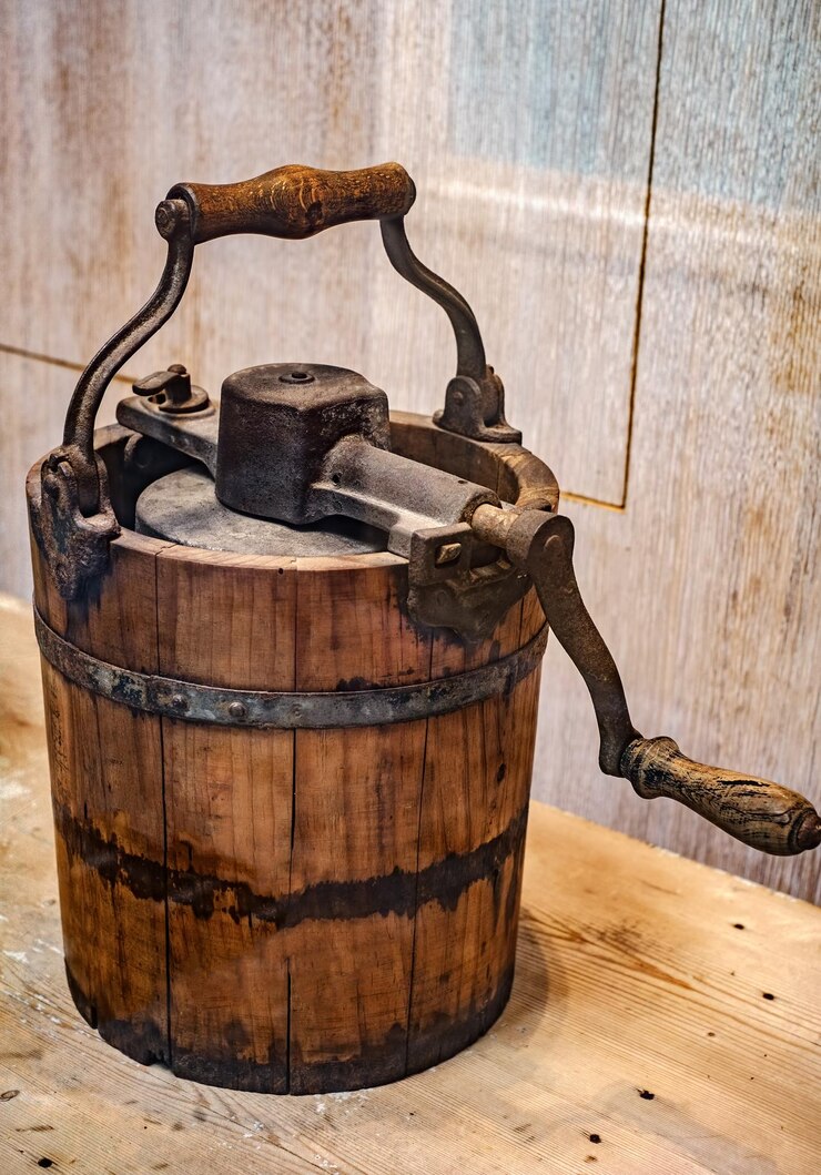 Foto alte holzpresse auf dem bauernhof