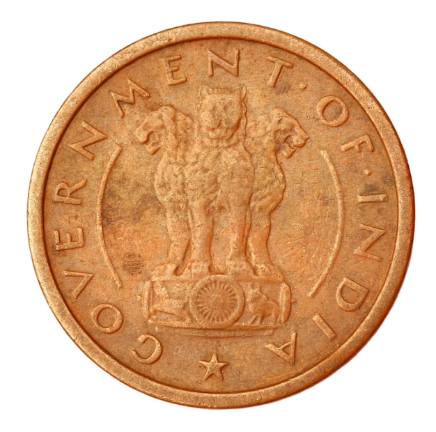 Alte indische Ein-Stück-Münze von 1954 Nahaufnahme