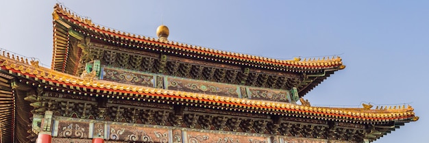 Alte königliche Paläste der verbotenen Stadt im Langformat der Pekingchina-Banner