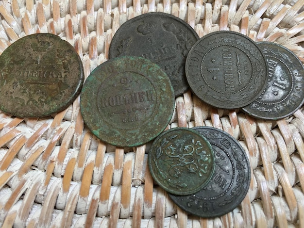 Alte Kupfermünzen des Russischen Reiches