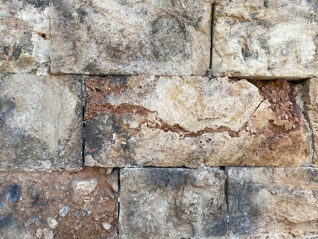 Alte Mauer aus Steinziegeln, die einen bezaubernden Hintergrund bilden