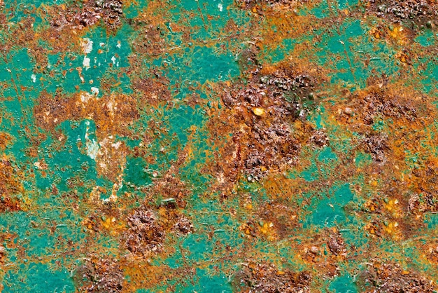 Alte Metallplatte mit grüner Farbe und Rost. nahtlose Textur. Foto in hoher Qualität