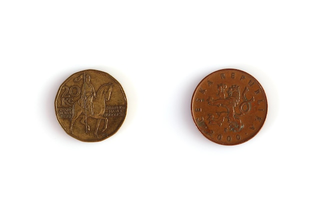 Alte Münze isoliert auf weißem Hintergrund Gut erhaltene Numismatik
