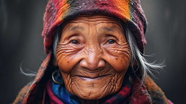 Alte Person aus China lächelt