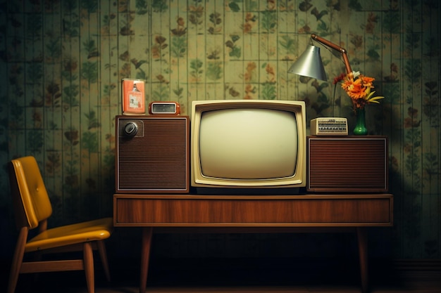 Alte retro-vintage weiße Fernseher