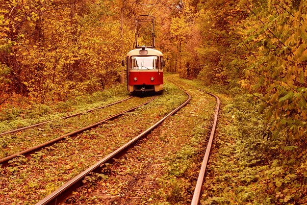 Alte rote Straßenbahn