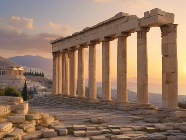 Alte Säulen in Athen bei Sonnenuntergang Anwaltskanzlei Griechenland