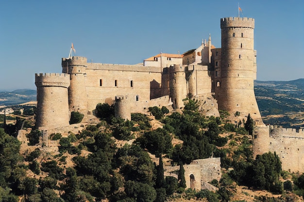 Alte Steinburg oder Festung mit Türmen