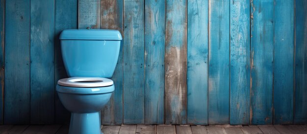 Foto alte toiletten hatten holzwände, aber jetzt sind sie aus blauer keramik