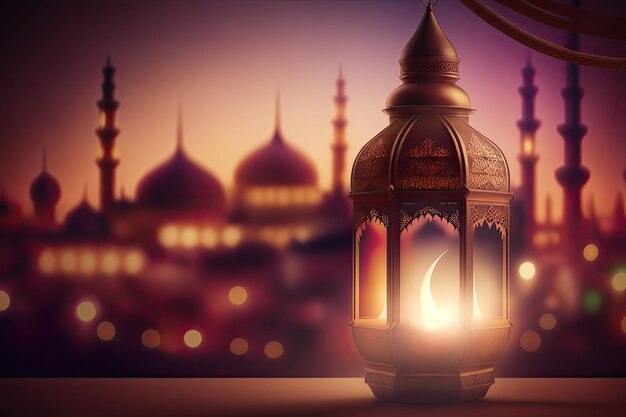 Alte Traditionsdesigns von Laternen zur Beleuchtung des heiligen Gebetsmonats im Ramadan AI generiert