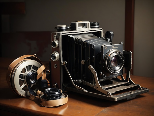 Alte Vintage-Kamera und Fotorolle