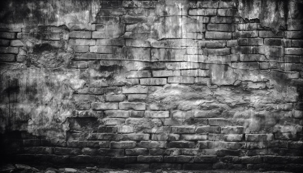 Alte Ziegelmauer mit Struktureffekt, umgeben von altem Stein, der durch künstliche Intelligenz erzeugt wurde