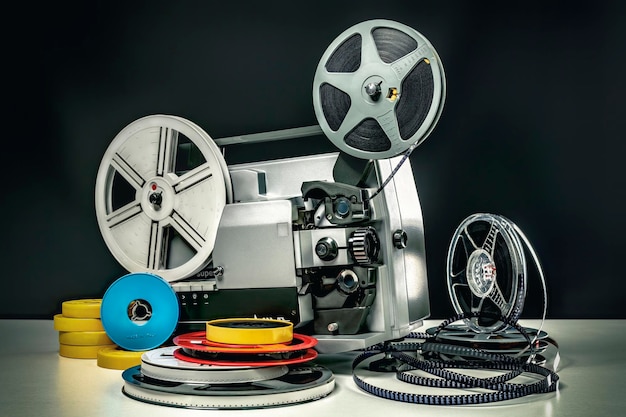 alter 8mm-Filmprojektor mit mehreren Rollen