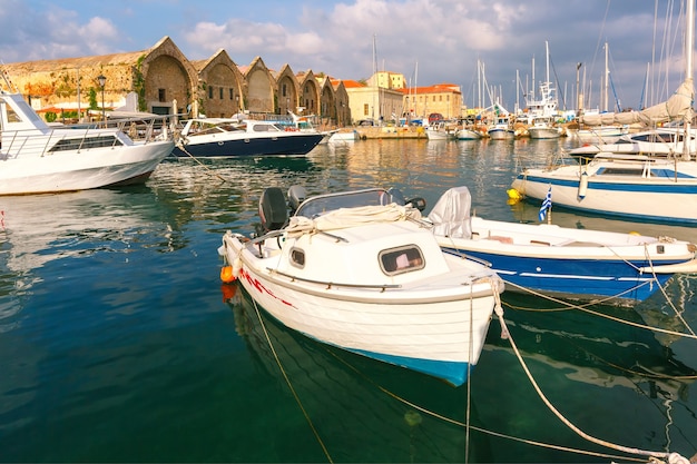 Alter Hafen am Morgen, Chania, Kreta, Griechenland