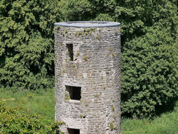 Alter keltischer Burgturm zwischen den Bäumen Blarney Castle in Irland alte alte keltische Festung