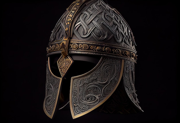 Alter keltischer Helm, wunderschön dekoriert mit generativer KI
