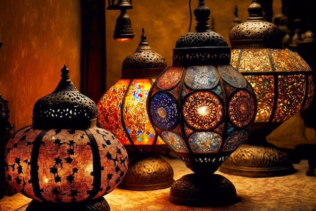 Alter orientalischer Markt der alten orientalischen Lampen