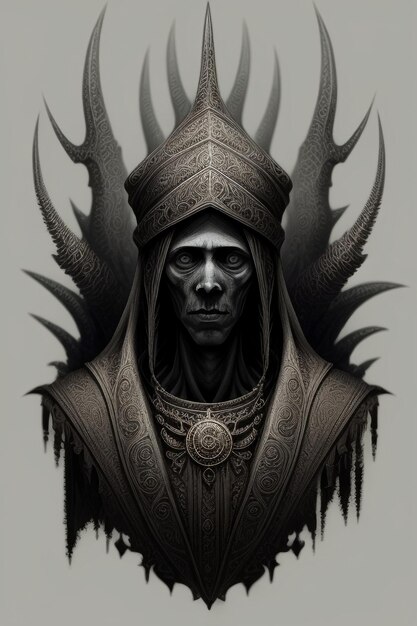 Alter Pharao Schwarz-Weiß-Porträt Charakterporträt Tapete Hintergrundillustration
