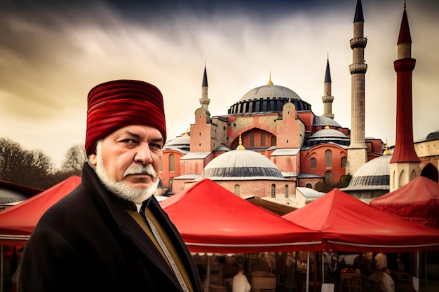 Foto alter türkischer mann am marktnetz ai erzeugt