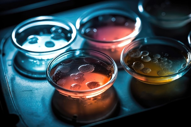 Foto alternativas de experimentación con animales células cultivadas en laboratorio en placa de petri ia generativa