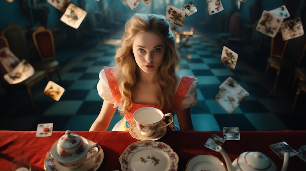 Alternative Alice im Wunderland Pilze Fotografie Bild Ai generierte Kunst