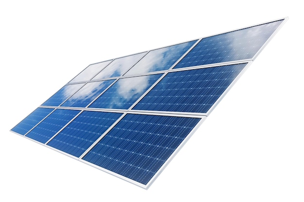 Alternative Energie grüne Energie Solarpanel isoliert auf weißem Hintergrund gemischte Medien Kopierraum