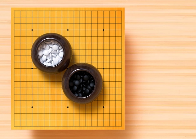 Altes asiatisches Brettspiel Sehr beliebt in China, Japan, Korea. Benannt Baduk,GO,Weiqi. 3D-Szene.