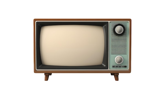 Altes Fernsehgerät mit leerem Bildschirm, isoliert auf weißem, transparenten Hintergrund