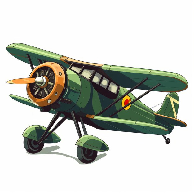 Altes Flugzeug isoliert auf weißem Hintergrund Vektorillustration im Cartoon-Stil