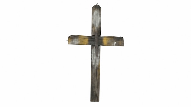 Altes hölzernes Grabkreuz auf dem Hintergrund 3drendering