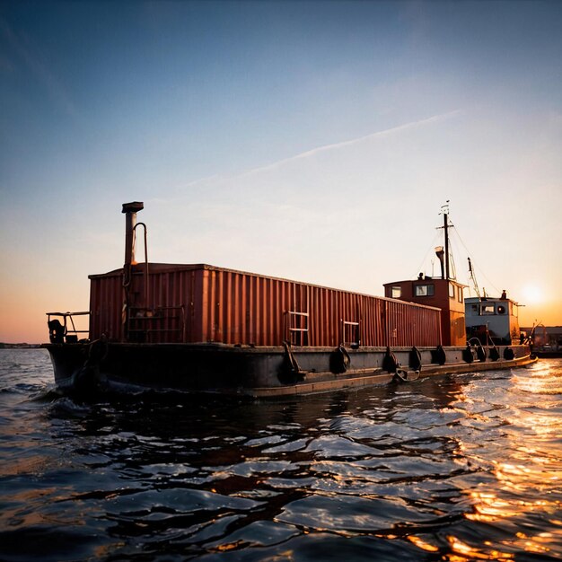 Foto altes holzbargenboot, das für reisen auf flüssen, seen und kanälen verwendet wurde