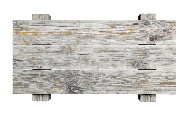 Altes Holzschild auf weißem Hintergrund