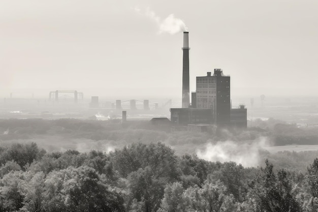 Altes Kohlekraftwerk mit Smog und Dunst in der Luft