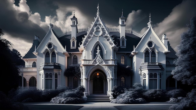 Foto altes palasthaus im sorgfältigen gotischen stil zuhause gotisches herrenhaus kaufen und verkaufen immobilienmakler wohngebäude