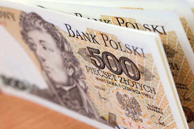 Altes polnisches Geld 500 Zloty ein Hintergrundx9