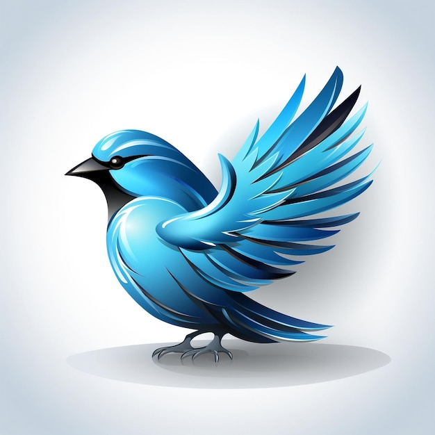 Altes Twitter-Logo Blauer Twitter-Vogel-Realismus mit fantasievollen stilisierten Figuren Tinte und Waschung Buntes Sp