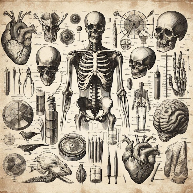 Foto altgeschichtliches anatomiepapier