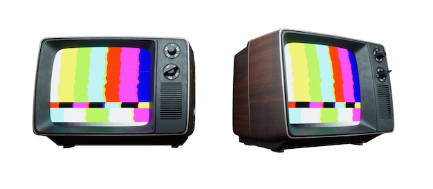 Altmodischer Fernseher, isoliert auf weißem Hintergrund