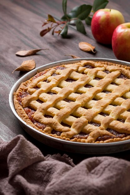 alto ángulo delicioso pastel de manzana