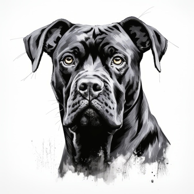 Alto contraste Stencil Art Alert e suave Cane Corso em monocromático