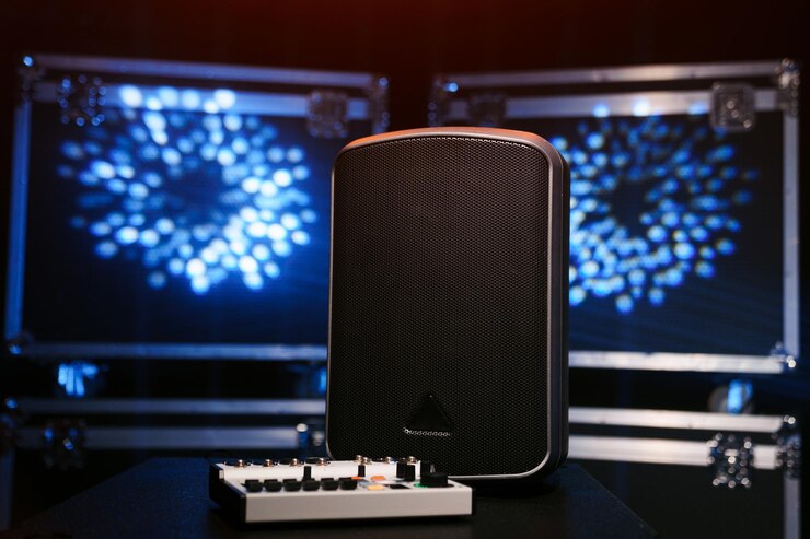 Foto alto-falante portátil com controle de som para eventos ao ar livre
