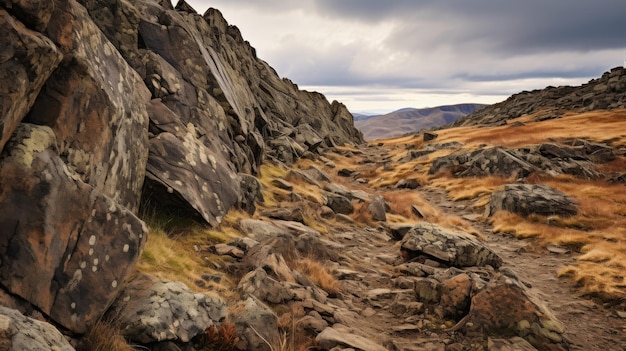 Alto rango dinámico y rocas una vista dramática