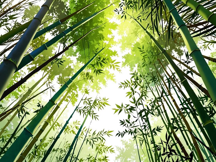 altos tallos de bambú verde que se extienden hacia el cielo