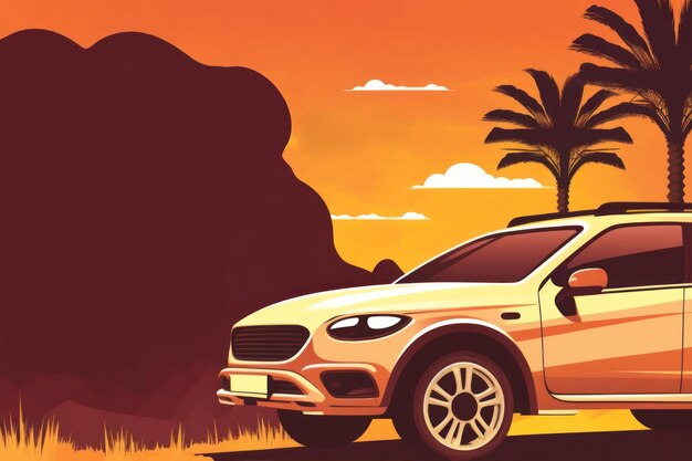 Aluguel de carros anuncia fundo de ilustração de banner de cartaz