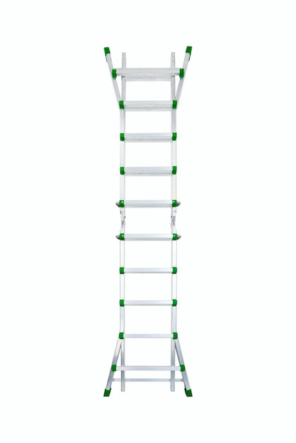 Aluminium-Stehleiter isoliert auf weißem Hintergrund